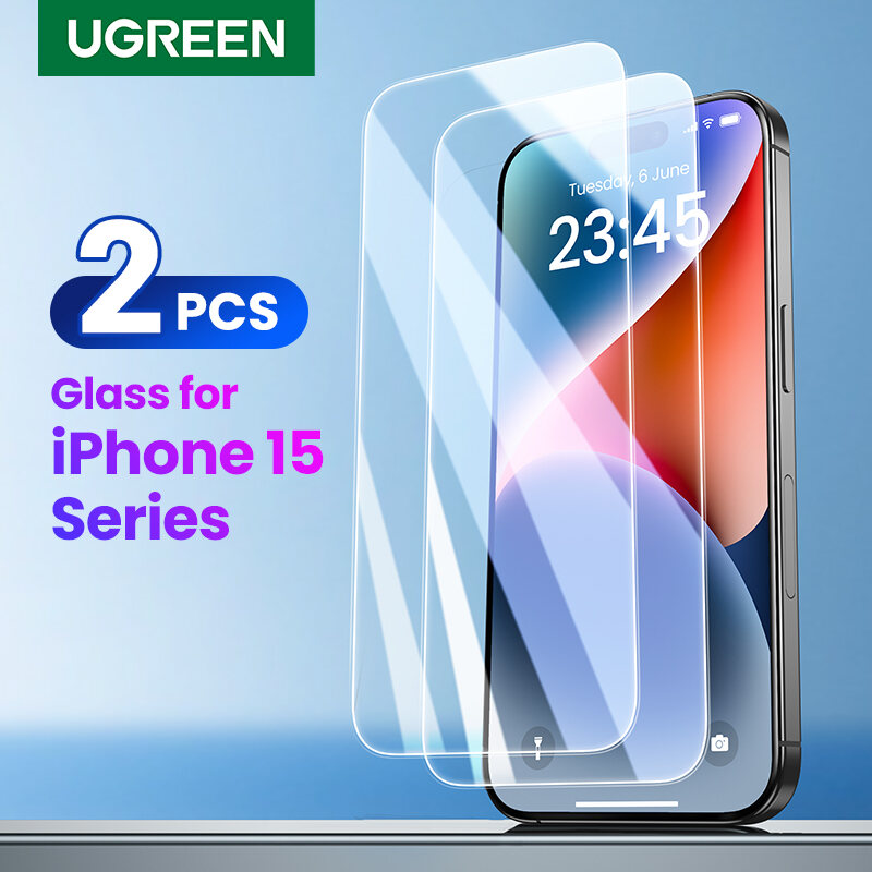 UGREEN 2PCS Borderless Full Screen HD Screen Protector with Film for iPhone 15 Pro Max iPhone 15 Plus