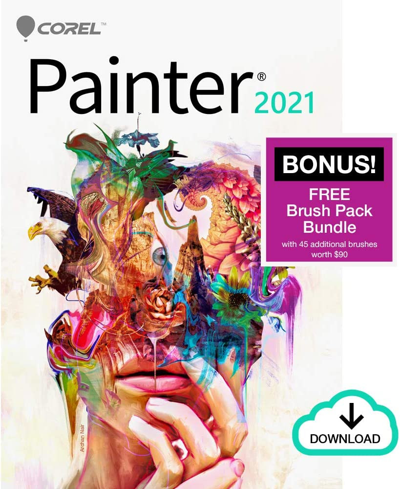 Corel Painter 2021 | Digital Painting Software | Illustration, Concept, Photo, and Fine Art | Amazon Exclusive Free Brush Pack Bundle [PC Download][Old Version]